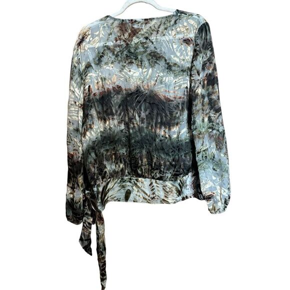 Chicos Top Womens Medium Multicolor Abstract Print Silk Blend Sheer Blouse - Picture 6 of 8